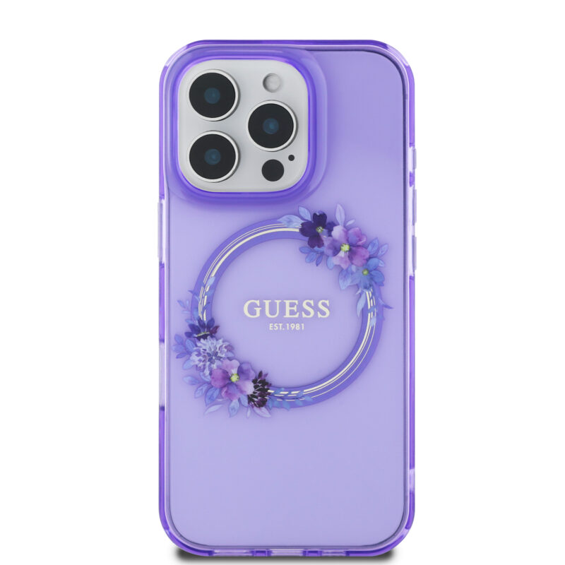 Guess Magsafe “Flower Wreath” Hard Case Θήκη προστασίας από σκληρό πλαστικό – iPhone 16 Pro (Μωβ – GUHMP16LHFWFCU) - Image 4