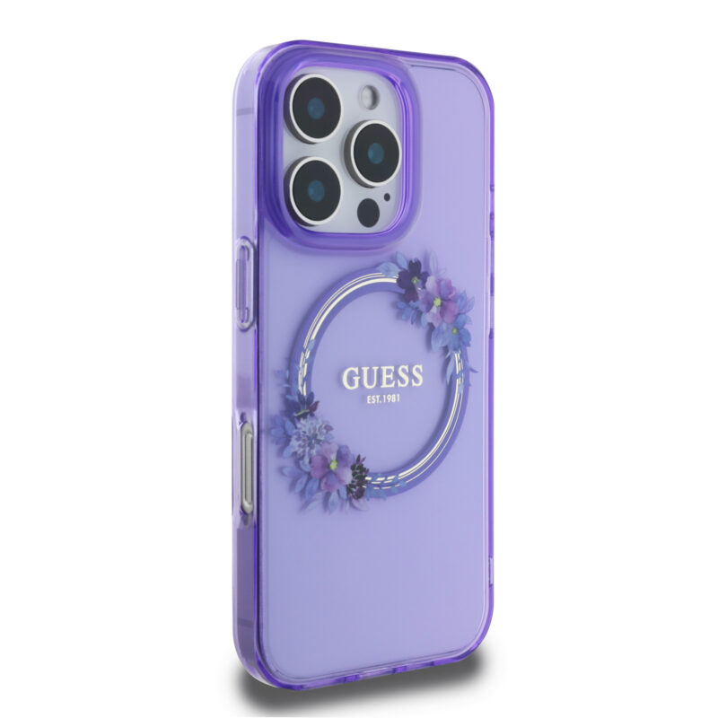 Guess Magsafe “Flower Wreath” Hard Case Θήκη προστασίας από σκληρό πλαστικό – iPhone 16 Pro (Μωβ – GUHMP16LHFWFCU) - Image 5