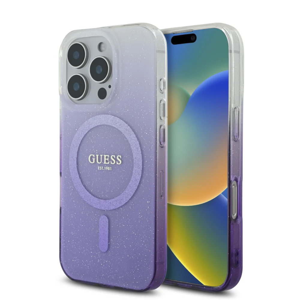 Guess Magsafe “Glitter Gradient” Hard Case Θήκη προστασίας από σκληρό πλαστικό – iPhone 16 Pro (Μωβ – GUHMP16LHGRCELU) Guess Magsafe “Glitter Gradient” Hard Case Θήκη προστασίας από σκληρό πλαστικό – iPhone 16 Pro (Μωβ – GUHMP16LHGRCELU)