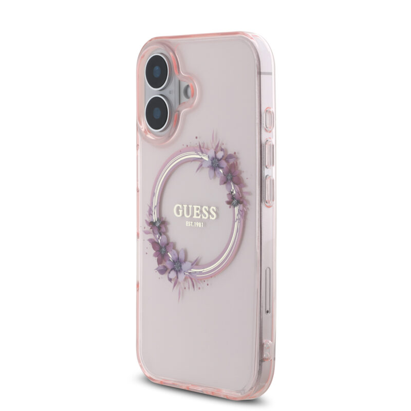Guess Magsafe “Flower Wreath” Hard Case Θήκη προστασίας από σκληρό πλαστικό – iPhone 16 (Ροζ – GUHMP16SHFWFCP) - Image 3
