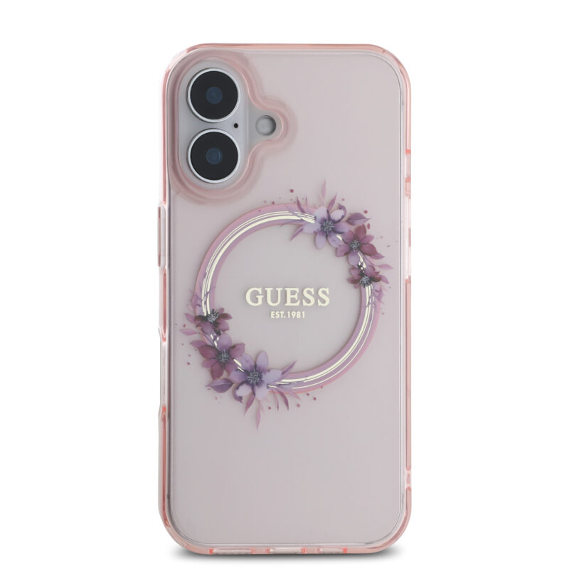 Guess Magsafe “Flower Wreath” Hard Case Θήκη προστασίας από σκληρό πλαστικό – iPhone 16 (Ροζ – GUHMP16SHFWFCP) - Image 4