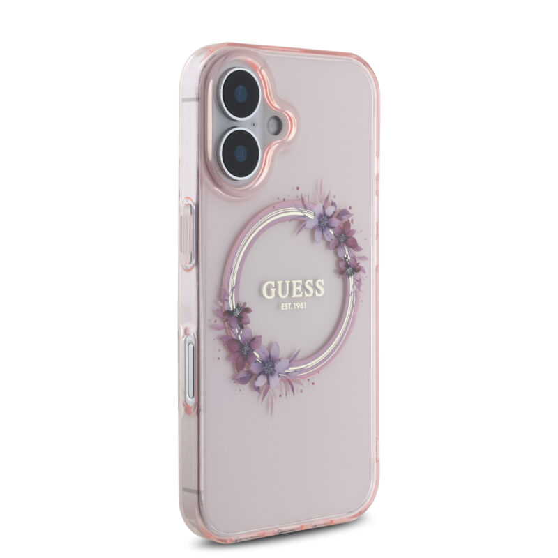 Guess Magsafe “Flower Wreath” Hard Case Θήκη προστασίας από σκληρό πλαστικό – iPhone 16 (Ροζ – GUHMP16SHFWFCP) - Image 5