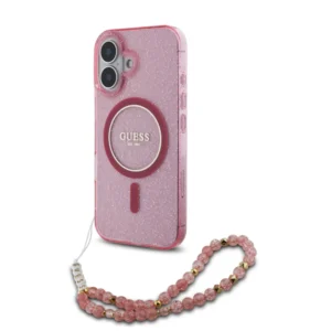 Guess Magsafe “Glitter with Pearl Strap” Hard Case Θήκη προστασίας από σκληρό πλαστικό – iPhone 16 (Ροζ – GUHMP16SHGCRELSF) - Image 2