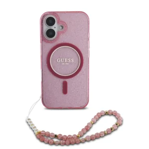 Guess Magsafe “Glitter with Pearl Strap” Hard Case Θήκη προστασίας από σκληρό πλαστικό – iPhone 16 (Ροζ – GUHMP16SHGCRELSF) - Image 3