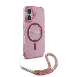 Guess Magsafe “Glitter with Pearl Strap” Hard Case Θήκη προστασίας από σκληρό πλαστικό – iPhone 16 (Ροζ – GUHMP16SHGCRELSF) - Image 4