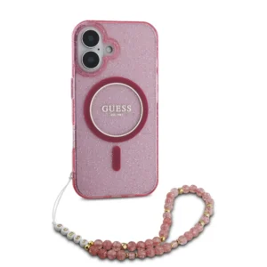 Guess Magsafe “Glitter with Pearl Strap” Hard Case Θήκη προστασίας από σκληρό πλαστικό – iPhone 16 (Ροζ – GUHMP16SHGCRELSF) - Image 5