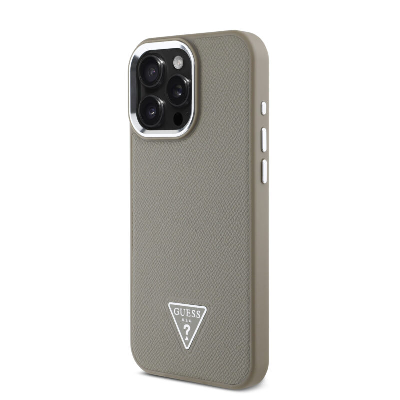 Guess Magsafe “Triangle Logo” Grained PU Case Θήκη προστασίας από δερματίνη – iPhone 16 Pro Max (Καφέ – GUHMP16XPGTSPSW) - Image 3