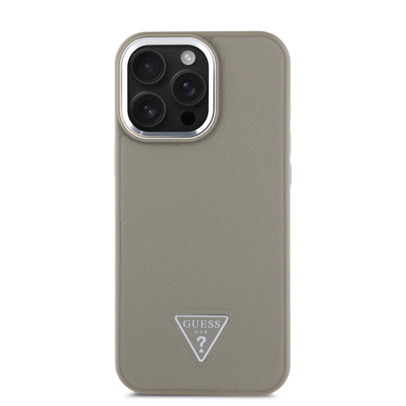 Guess Magsafe “Triangle Logo” Grained PU Case Θήκη προστασίας από δερματίνη – iPhone 16 Pro Max (Καφέ – GUHMP16XPGTSPSW) - Image 4