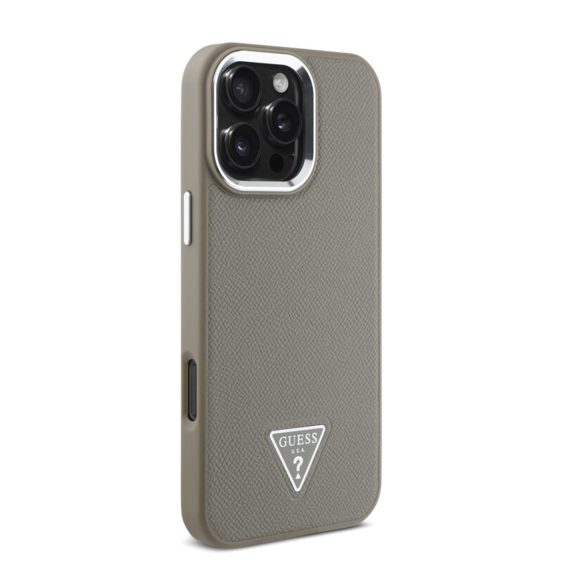 Guess Magsafe “Triangle Logo” Grained PU Case Θήκη προστασίας από δερματίνη – iPhone 16 Pro Max (Καφέ – GUHMP16XPGTSPSW) - Image 5