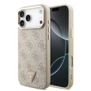 Guess - PU Leather 4G Triangle Logo Gold Frame MagSafe Θήκη για iPhone 17 Pro Max – Pink