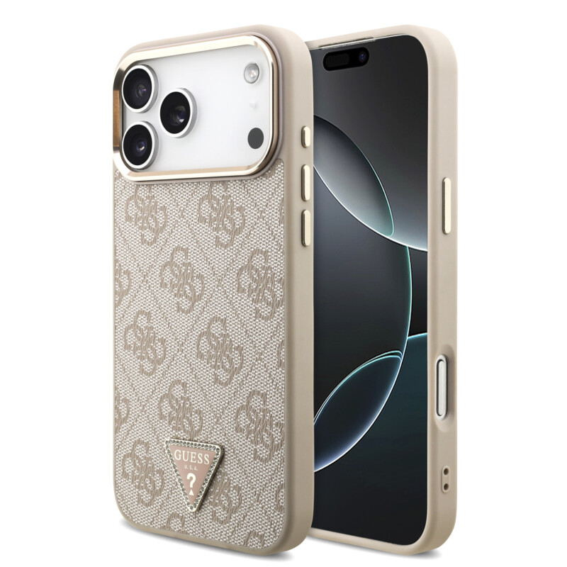 Guess - PU Leather 4G Triangle Logo Gold Frame MagSafe Θήκη για iPhone 17 Pro Max – Pink Guess - PU Leather 4G Triangle Logo Gold Frame MagSafe Θήκη για iPhone 17 Pro Max – Pink