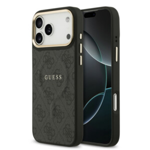 Guess - PU Leather 4G Gold Frame MagSafe Θήκη για iPhone 17 Pro Max – Black