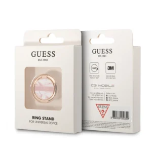 Guess 4G Ring Stand Μοντέρνο Pop Holder για smartphone σε ροζ/χρυσό/μάρμαρο - Image 3