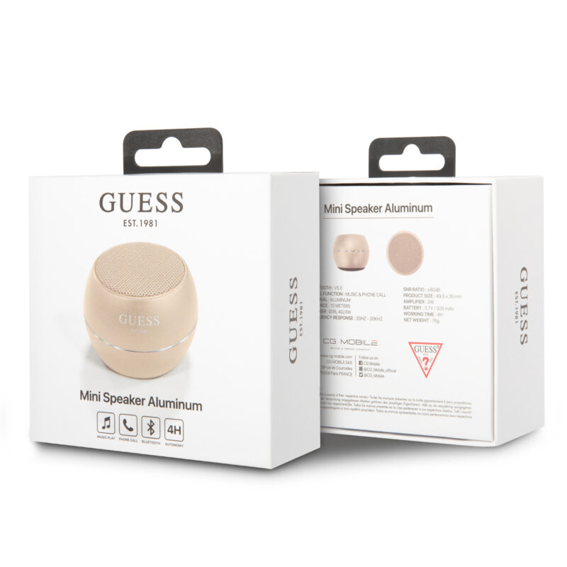 Guess Mini Φορητό Αλουμινένιο Ηχείο Bluetooth 3W με 4 ώρες αυτονομία (χρυσό) - Image 5