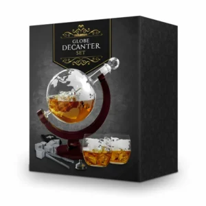 Globe Decanter Set - Μοναδικό Σετ Καράφας και Ποτηριών με Υφή Υδρογείου - Image 3