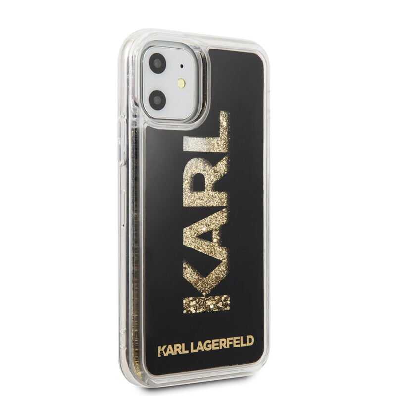 Karl Lagerfeld "Karl Logo Glitter Cover" Hard Case Θήκη προστασίας από σιλικόνη – iPhone 11 (Clear Glitter / Black / Gold) - Image 3