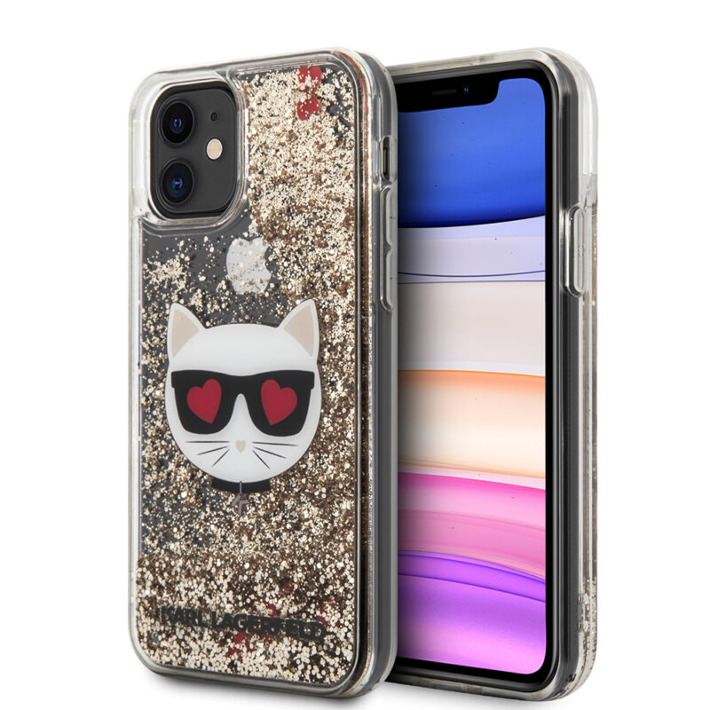 Karl Lagerfeld Liquid Glitter Case Choupette's Heads Θήκη προστασίας – iPhone 11 (Black/Glitter Gold) - Image 2