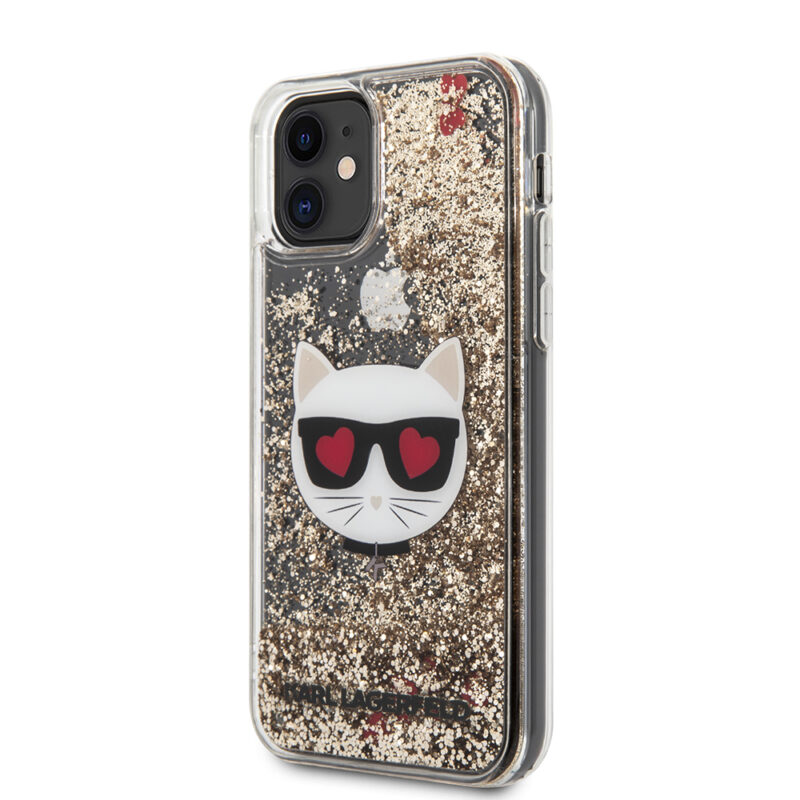 Karl Lagerfeld Liquid Glitter Case Choupette's Heads Θήκη προστασίας – iPhone 11 (Black/Glitter Gold) - Image 3