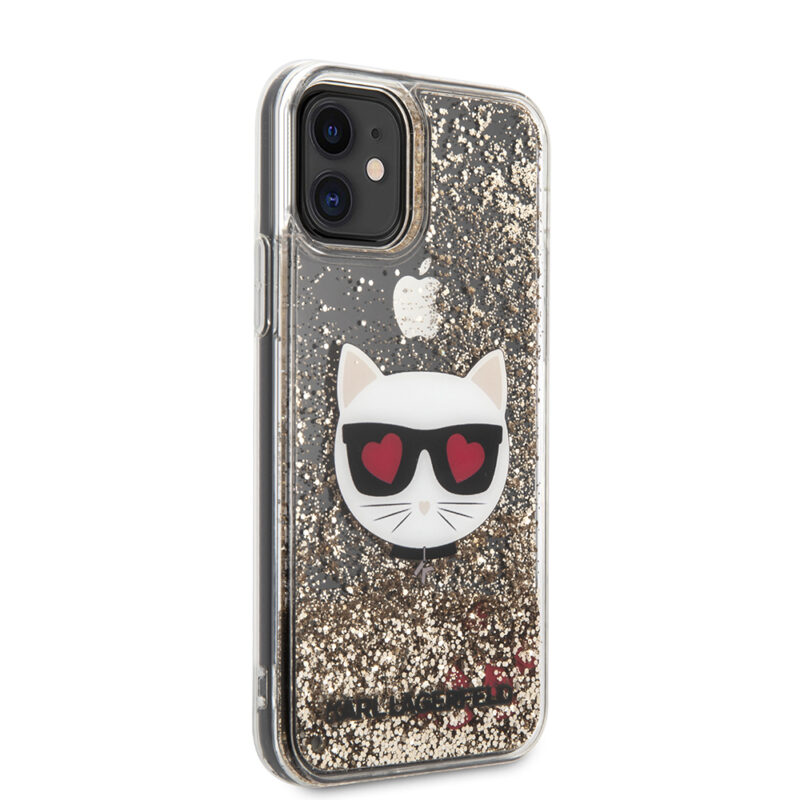 Karl Lagerfeld Liquid Glitter Case Choupette's Heads Θήκη προστασίας – iPhone 11 (Black/Glitter Gold) - Image 5