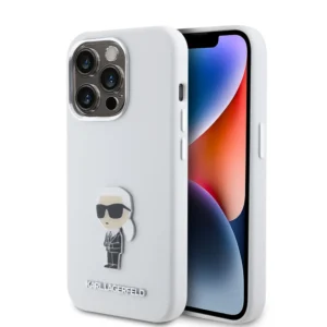Karl Lagerfeld Ikonik Metal Pin Hard Case Θήκη προστασίας από σιλικόνη  – iPhone 15 Pro (White – KLHCP15LSMHKNPH) - Image 2