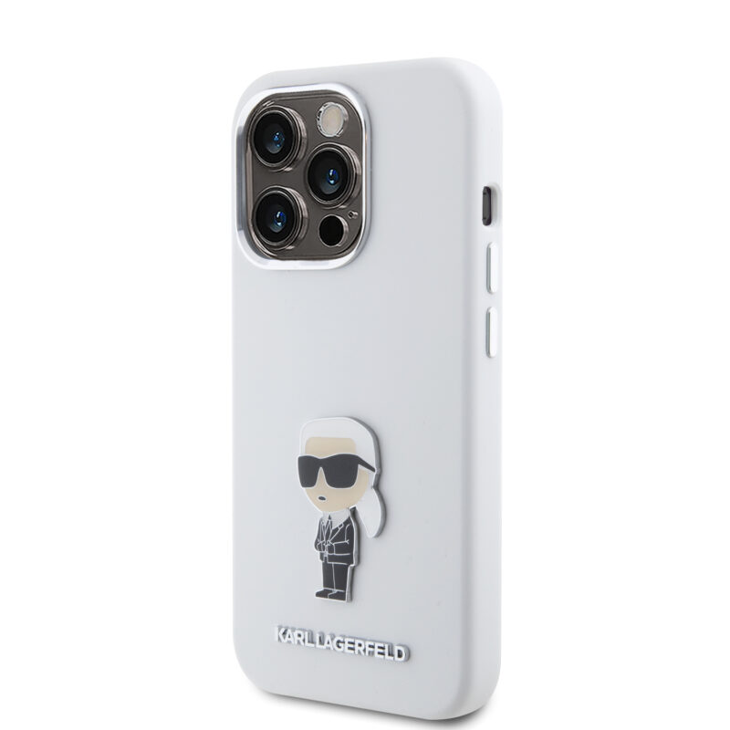 Karl Lagerfeld Ikonik Metal Pin Hard Case Θήκη προστασίας από σιλικόνη  – iPhone 15 Pro (White – KLHCP15LSMHKNPH) - Image 3