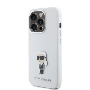 Karl Lagerfeld Ikonik Metal Pin Hard Case Θήκη προστασίας από σιλικόνη  – iPhone 15 Pro (White – KLHCP15LSMHKNPH) - Image 3