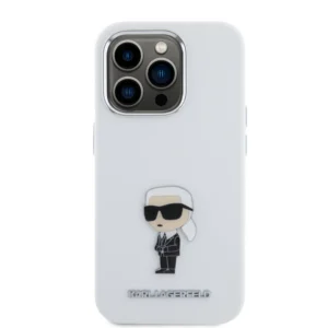 Karl Lagerfeld Ikonik Metal Pin Hard Case Θήκη προστασίας από σιλικόνη  – iPhone 15 Pro (White – KLHCP15LSMHKNPH) - Image 4