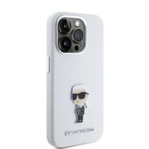 Karl Lagerfeld Ikonik Metal Pin Hard Case Θήκη προστασίας από σιλικόνη  – iPhone 15 Pro (White – KLHCP15LSMHKNPH) - Image 5