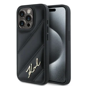 Karl Lagerfeld “Quilted Metal Signature Logo Collection” Case Θήκη προστασίας από δερματίνη – iPhone 15 Pro Max (Μαύρο – KLHCP15XPQDSMGK) - Image 2