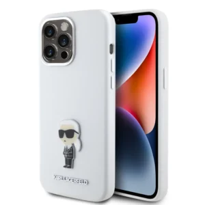 Karl Lagerfeld Ikonik Metal Pin Hard Case Θήκη προστασίας από σιλικόνη  – iPhone 15 Pro Max (White – KLHCP15XSMHKNPH) - Image 2