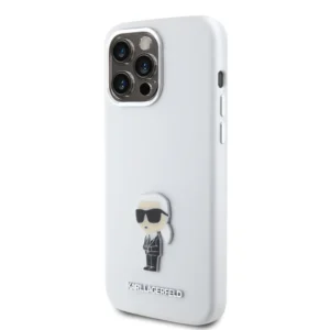Karl Lagerfeld Ikonik Metal Pin Hard Case Θήκη προστασίας από σιλικόνη  – iPhone 15 Pro Max (White – KLHCP15XSMHKNPH) - Image 3