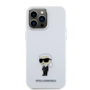 Karl Lagerfeld Ikonik Metal Pin Hard Case Θήκη προστασίας από σιλικόνη  – iPhone 15 Pro Max (White – KLHCP15XSMHKNPH) - Image 4