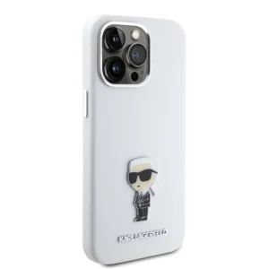 Karl Lagerfeld Ikonik Metal Pin Hard Case Θήκη προστασίας από σιλικόνη  – iPhone 15 Pro Max (White – KLHCP15XSMHKNPH) - Image 5