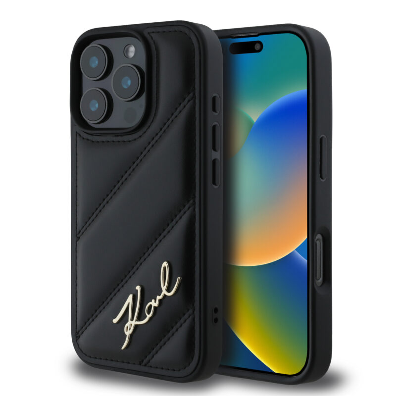Karl Lagerfeld “Quilted Metal Signature Logo Collection” Case Θήκη προστασίας από δερματίνη – iPhone 16 Pro (Μαύρο – KLHCP16LPQDSMGK) - Image 2