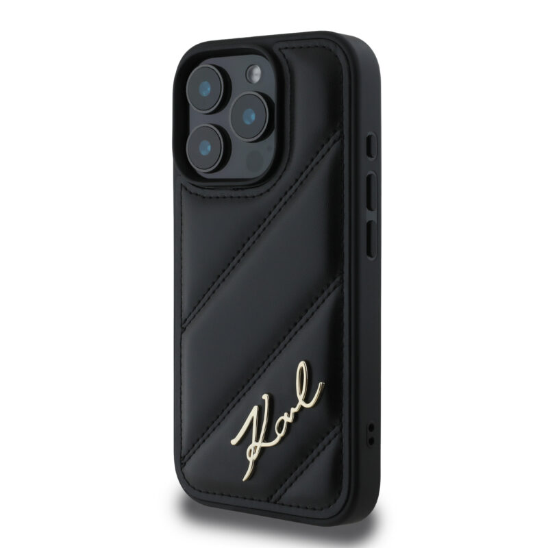 Karl Lagerfeld “Quilted Metal Signature Logo Collection” Case Θήκη προστασίας από δερματίνη – iPhone 16 Pro (Μαύρο – KLHCP16LPQDSMGK) - Image 3