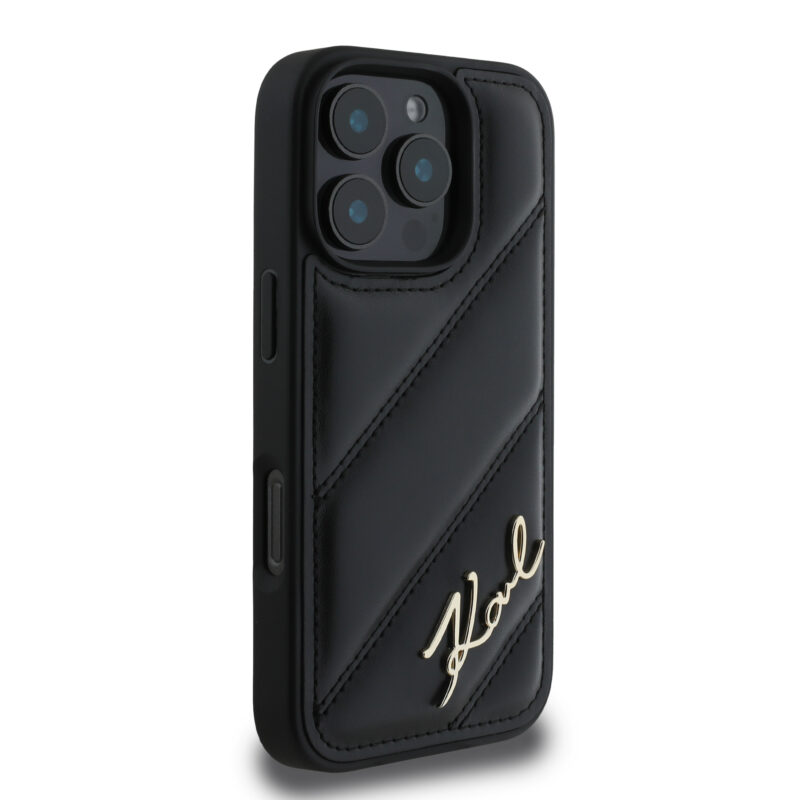 Karl Lagerfeld “Quilted Metal Signature Logo Collection” Case Θήκη προστασίας από δερματίνη – iPhone 16 Pro (Μαύρο – KLHCP16LPQDSMGK) - Image 5