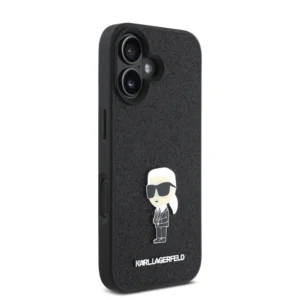 Karl Lagerfeld Ikonik Fixed Glitter Hard Case with Ikonik Metal Logo Θήκη προστασίας από σιλικόνη – iPhone 16 (Glitter Black – KLHCP16SGKNPSK) - Image 3
