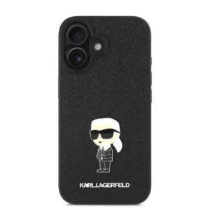 Karl Lagerfeld Ikonik Fixed Glitter Hard Case with Ikonik Metal Logo Θήκη προστασίας από σιλικόνη – iPhone 16 (Glitter Black – KLHCP16SGKNPSK) - Image 4