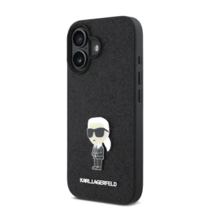 Karl Lagerfeld Ikonik Fixed Glitter Hard Case with Ikonik Metal Logo Θήκη προστασίας από σιλικόνη – iPhone 16 (Glitter Black – KLHCP16SGKNPSK) - Image 5