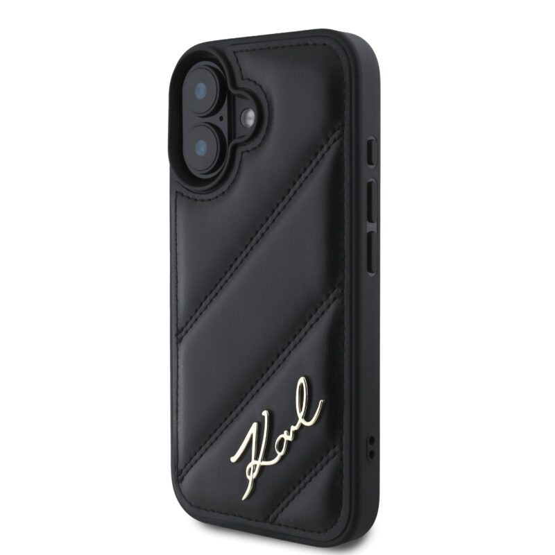 Karl Lagerfeld “Quilted Metal Signature Logo Collection” Case Θήκη προστασίας από δερματίνη – iPhone 16 (Μαύρο – KLHCP16SPQDSMGK) - Image 3