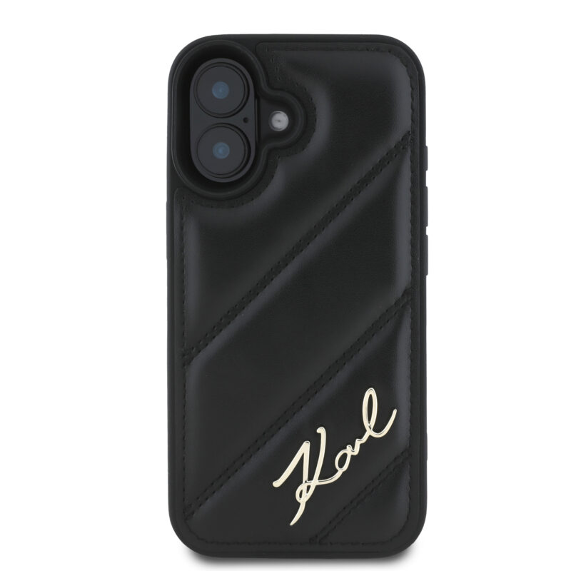 Karl Lagerfeld “Quilted Metal Signature Logo Collection” Case Θήκη προστασίας από δερματίνη – iPhone 16 (Μαύρο – KLHCP16SPQDSMGK) - Image 4