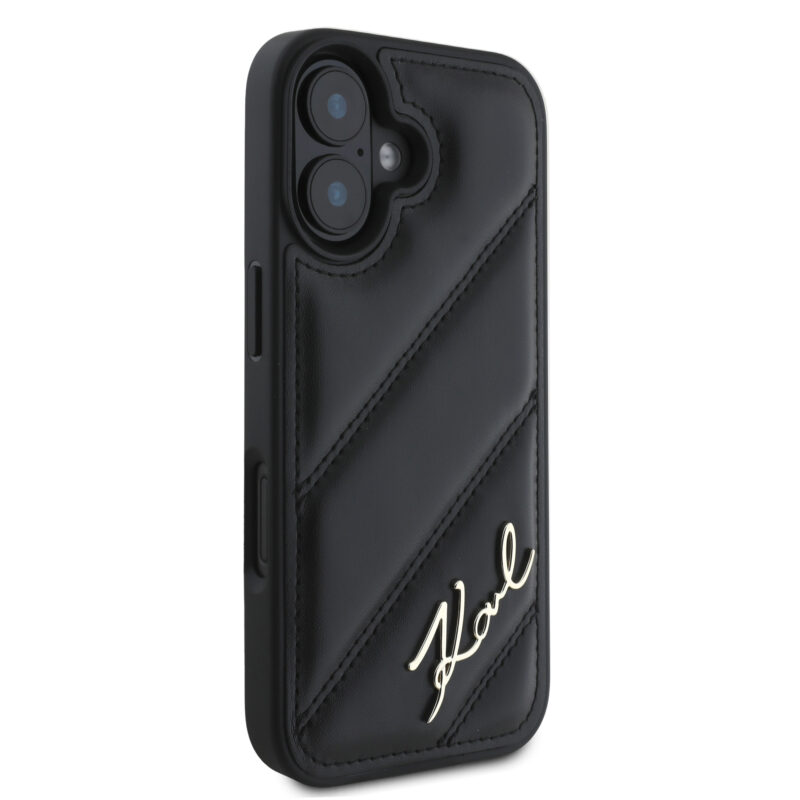 Karl Lagerfeld “Quilted Metal Signature Logo Collection” Case Θήκη προστασίας από δερματίνη – iPhone 16 (Μαύρο – KLHCP16SPQDSMGK) - Image 5