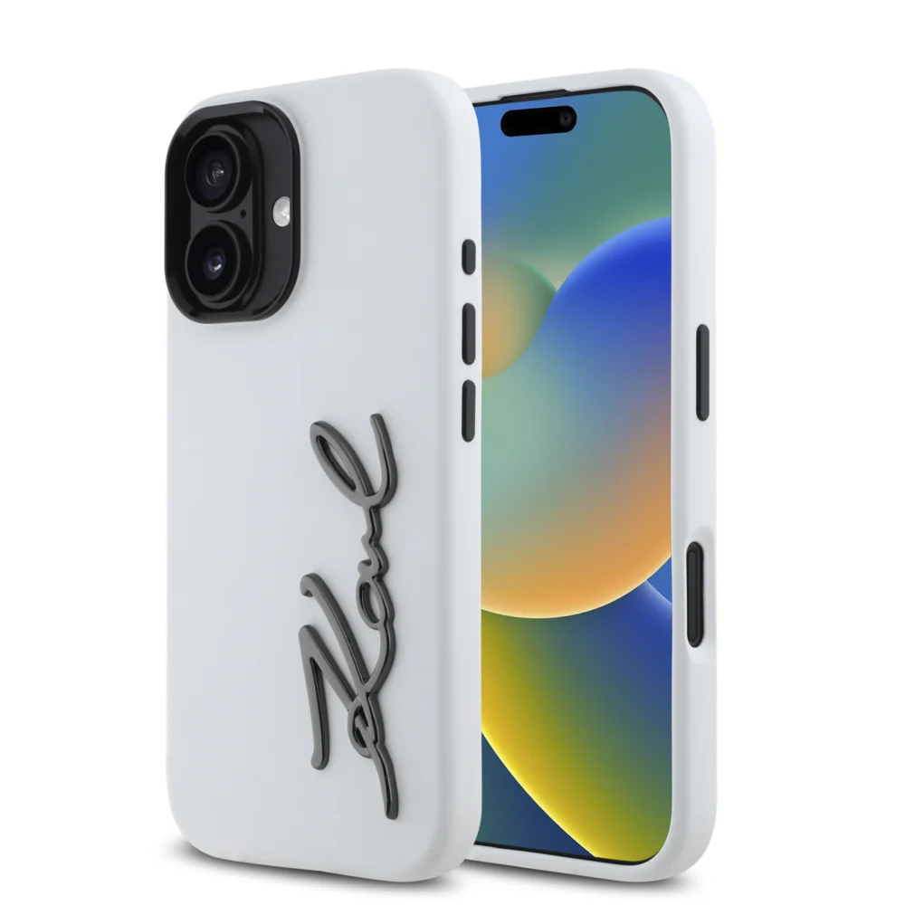 Karl Lagerfeld “Signature Metal Logo Collection” Hard Case Θήκη προστασίας από σιλικόνη – iPhone 16 (Λευκό – KLHCP16LSCMSMVH)