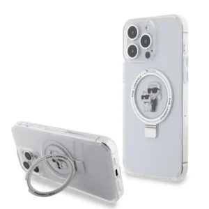 Karl Lagerfeld Magsafe Ringstand Case "Karl & Choupette's Head" Θήκη προστασίας από σκληρό πλαστικό για iPhone 15 Pro Max (Διάφανο – KLHMP15XHMRSKCH)