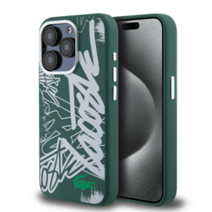 Lacoste Graffiti Hard Case Θήκη προστασίας από Liquid σιλικόνη για iPhone 15 Pro (Πράσινο/Λευκό– LCHCP15LGRAH)