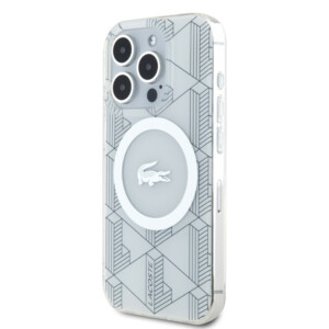Lacoste Magsafe Monogram Croc Logo Hard Case Θήκη προστασίας από Σιλικόνη για iPhone 15 Pro Max (Farine/Silver) - Image 3