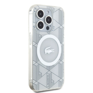 Lacoste Magsafe Monogram Croc Logo Hard Case Θήκη προστασίας από Σιλικόνη για iPhone 15 Pro Max (Farine/Silver) - Image 5