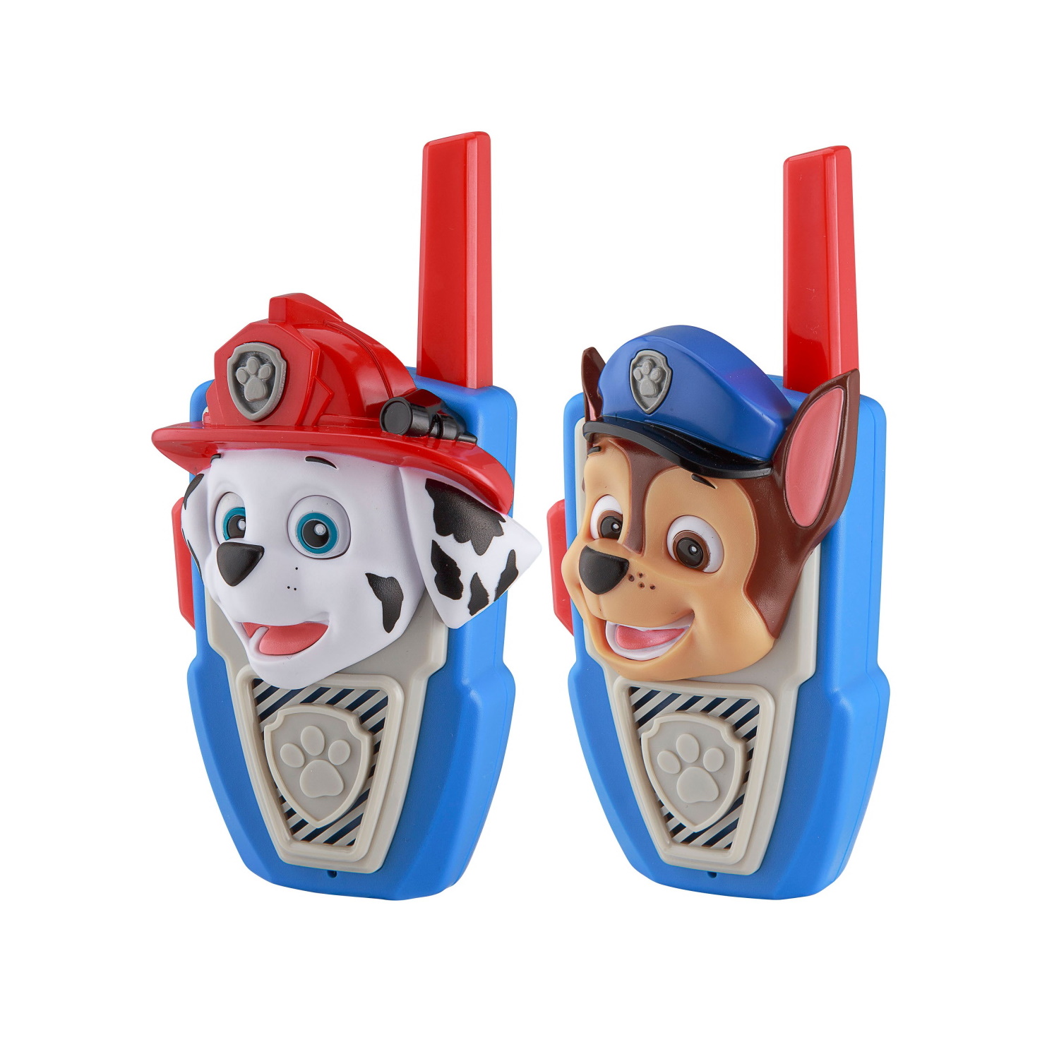 eKids Paw Patrol Σετ 2 Walkie Talkies για παιδιά & ενήλικες με ενσωματωμένο μεγάφωνο και εμβέλεια 150 μέτρων (PW-207) (Μπλε/Κόκκινο/Γκρι)