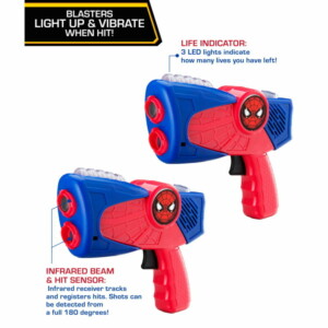 eKids Spiderman Σετ 2 Laser Tag Blasters για παιδιά & ενήλικες με φωτισμό και δόνηση με εμβέλεια 30 μέτρων (SM-174) (Κόκκινο/Μπλε) - Image 4