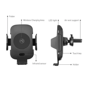 Tellur Fast Wireless Car Charger & Motorized Mount Βάση ασύρματης φόρτισης & Ασύρματος ταχυφορτιστής αυτοκινήτου κατάλληλος για Smartphone (Black) - Image 4